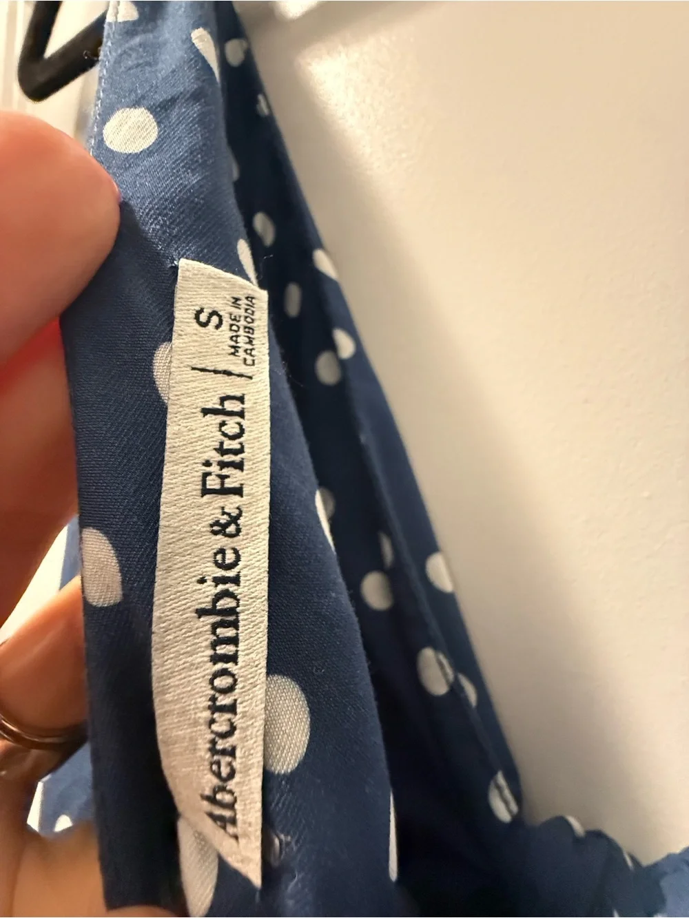 Abercrombie & Fitch Navy and White Polka Dot Maxi Dress